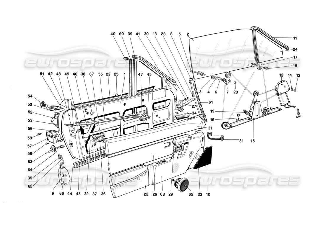 ferrari mondial 3.0 qv (1984) doors - cabriolet part diagram