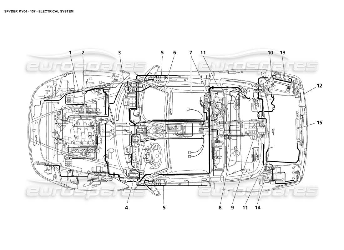 maserati 4200 spyder (2004) electrical system part diagram