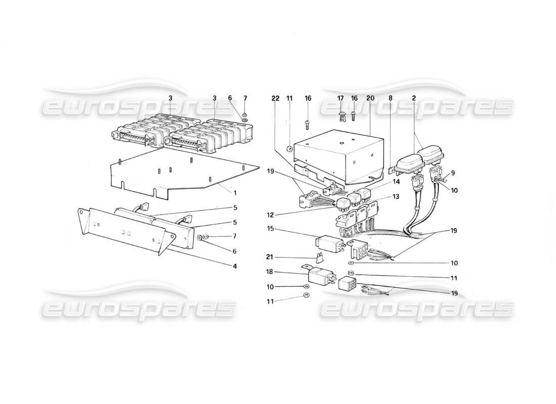 ferrari testarossa (1987) electric controls for ke - jetronic and exhaust part diagram