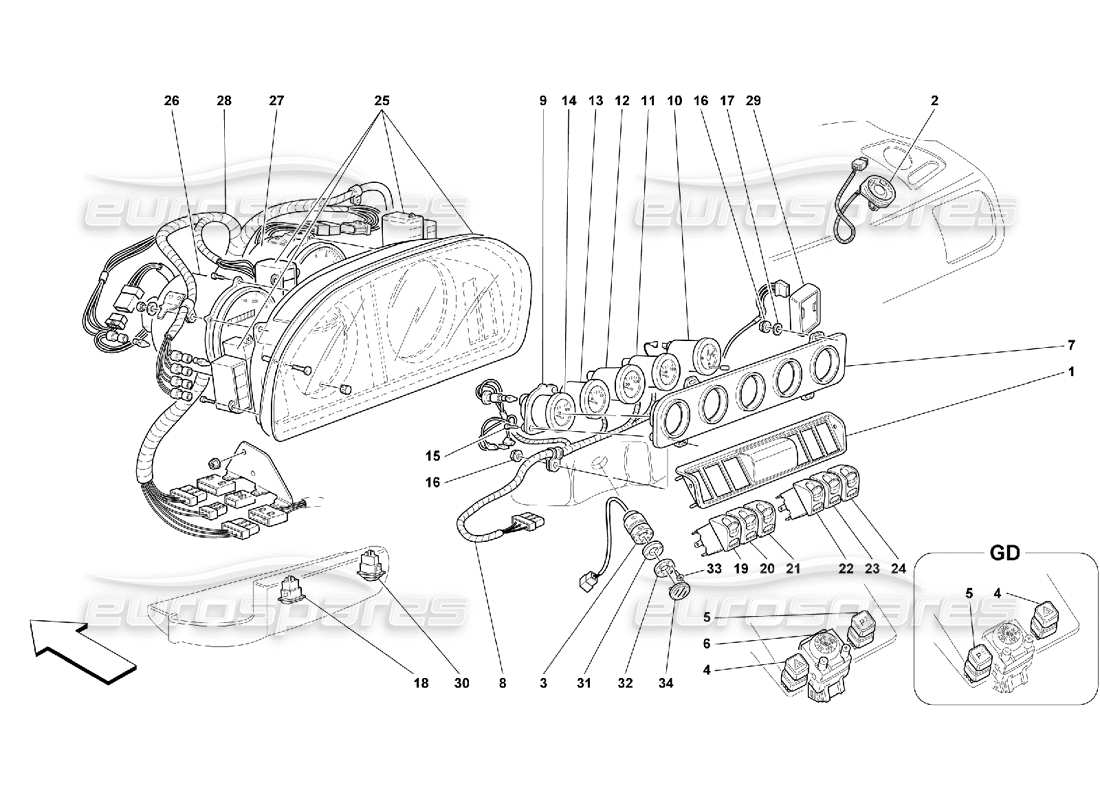 ferrari 456 gt/gta instruments part diagram