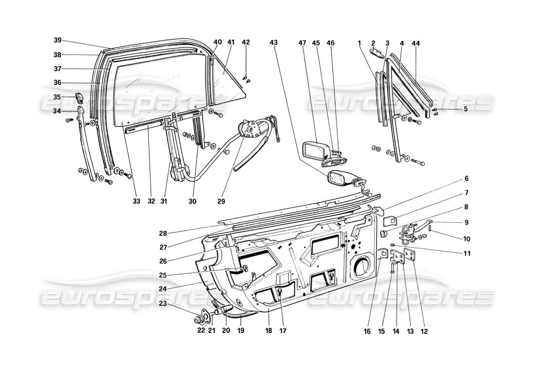 ferrari 328 (1988) doors (from car no. 75929) part diagram