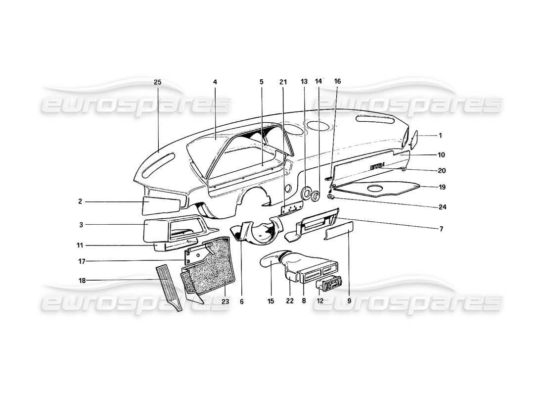 ferrari 308 quattrovalvole (1985) instrument panel part diagram