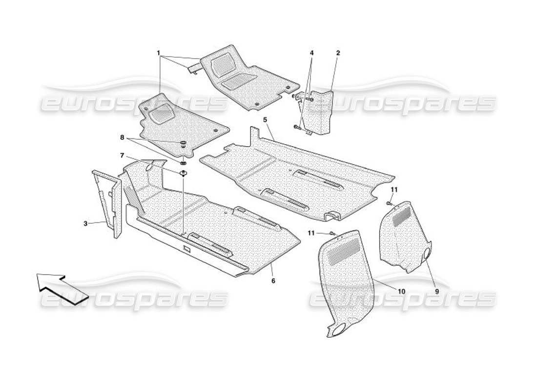 ferrari 575 superamerica passengers compartment upholstery and carpets part diagram