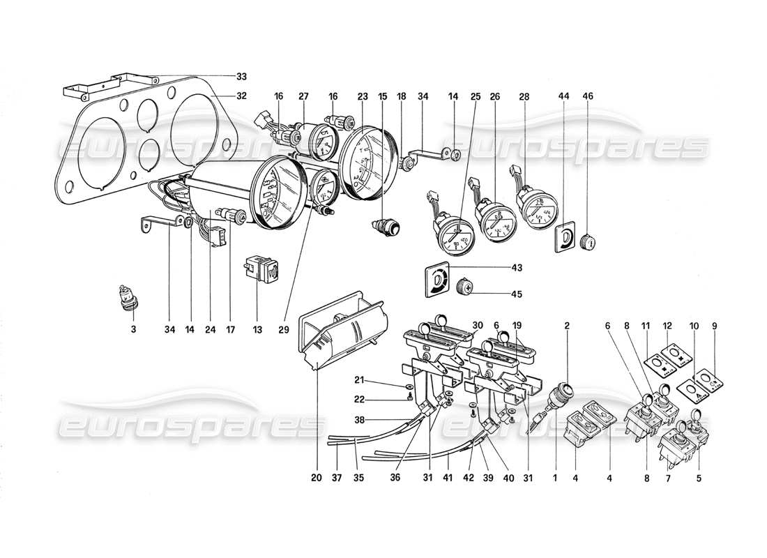 ferrari 288 gto instruments and accessories part diagram