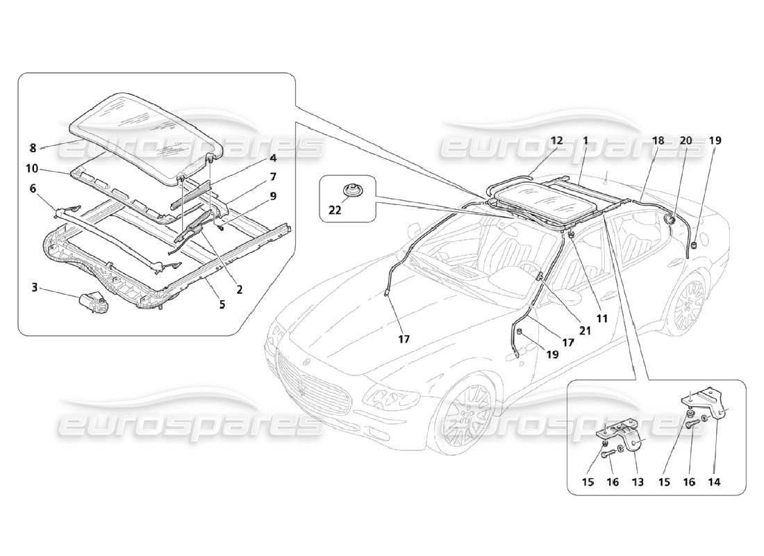 maserati qtp. (2006) 4.2 removable roof part diagram