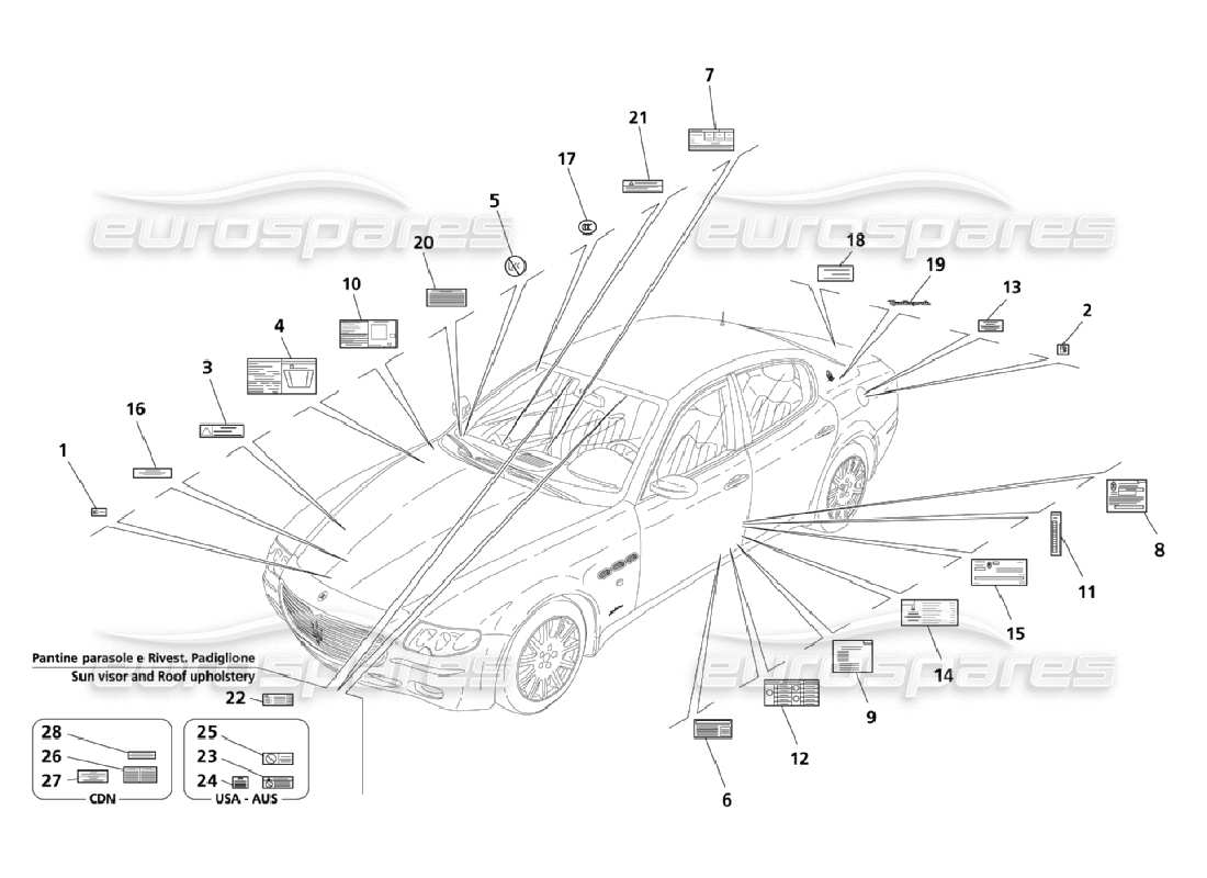 maserati qtp. (2006) 4.2 adhesives and plates part diagram