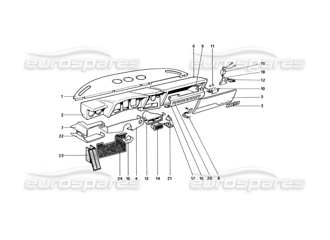 ferrari 512 bbi instrument panel part diagram