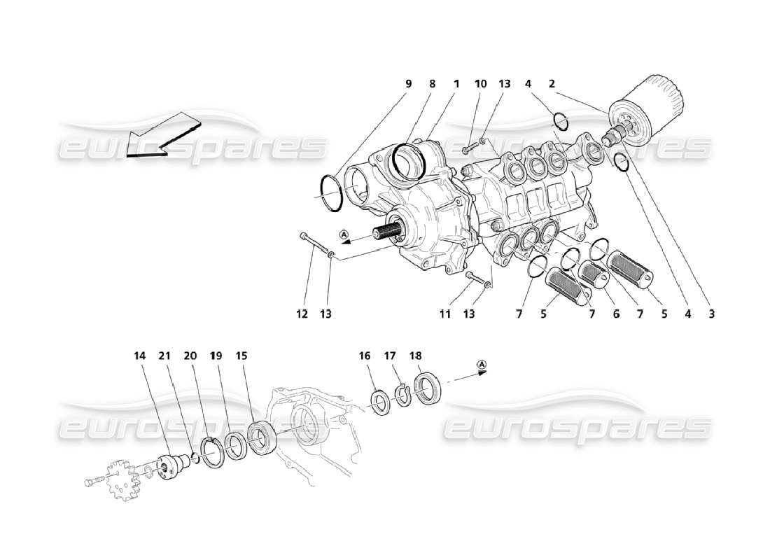 maserati qtp. (2006) 4.2 lubrication: pump and filter part diagram