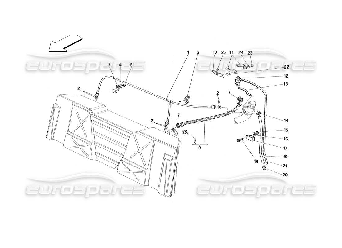 ferrari 348 (1993) tb / ts gasoline vent system part diagram