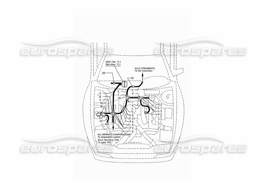 maserati ghibli 2.8 (abs) vacuum system (lh drive) part diagram