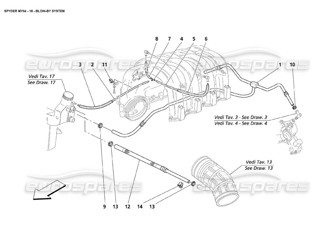 maserati 4200 spyder (2004) blow - by system part diagram