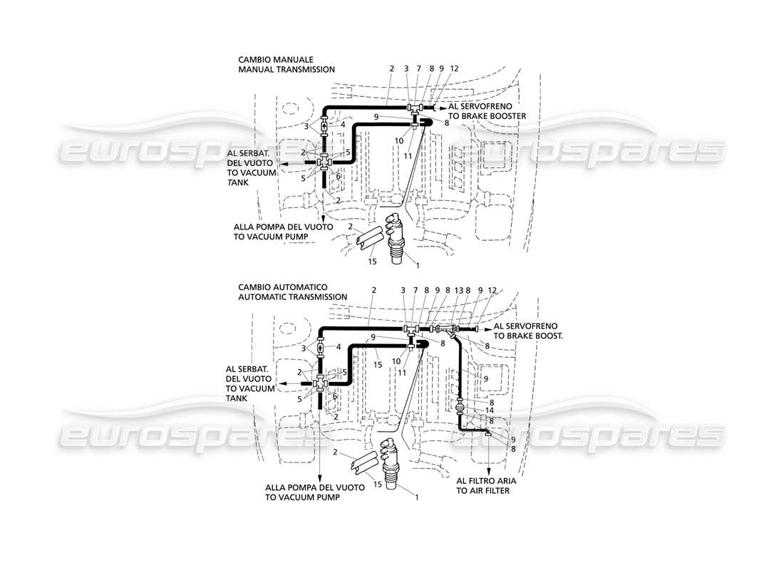 maserati qtp v8 evoluzione vacuum system (lh drive) part diagram