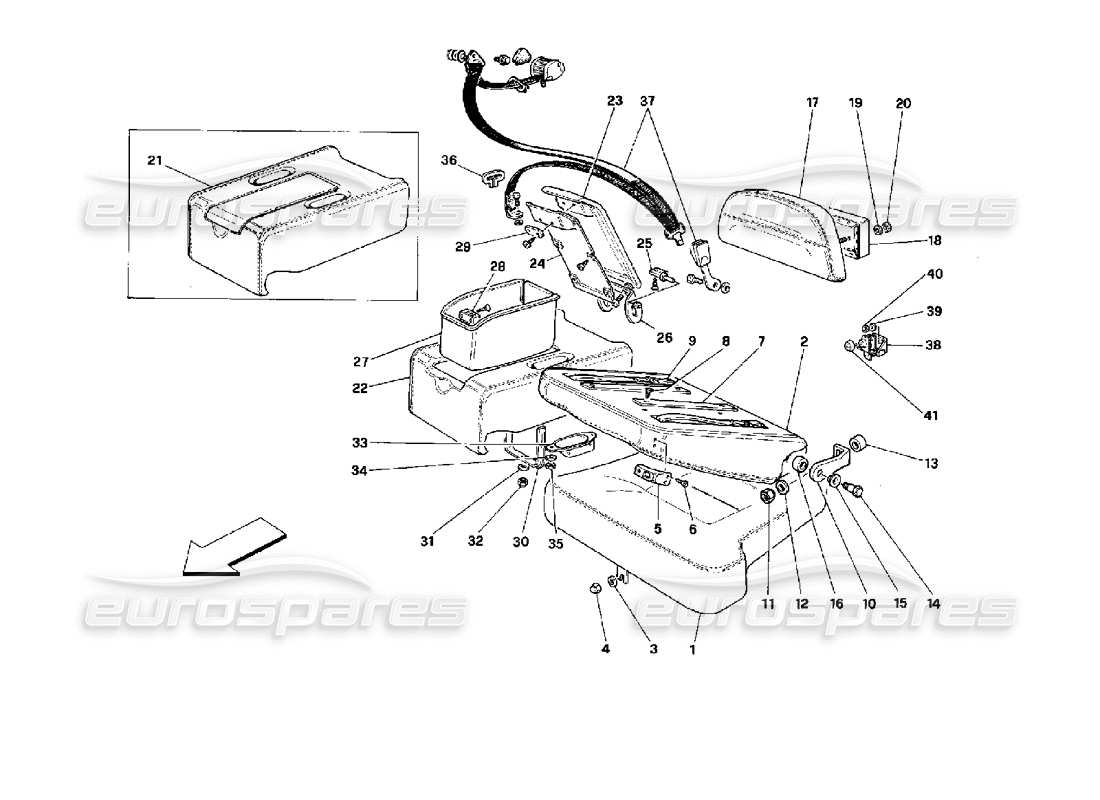 ferrari mondial 3.4 t coupe/cabrio seats and rear safety belts - coupe part diagram