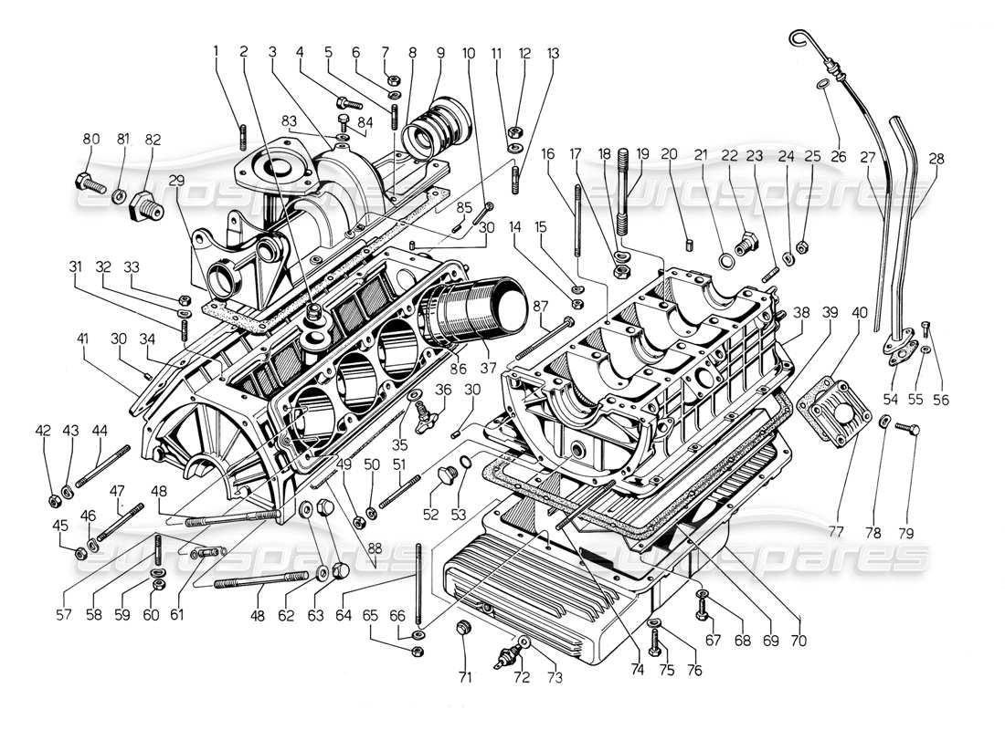 lamborghini jalpa 3.5 (1984) crankcase part diagram