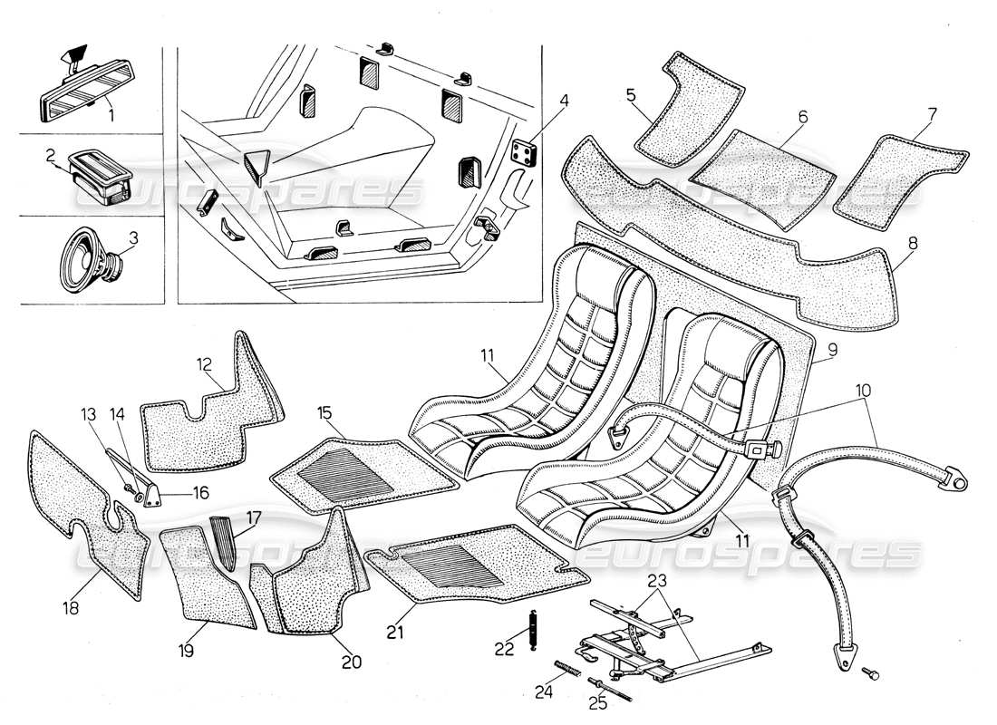 a part diagram from the lamborghini countach lp400 parts catalogue