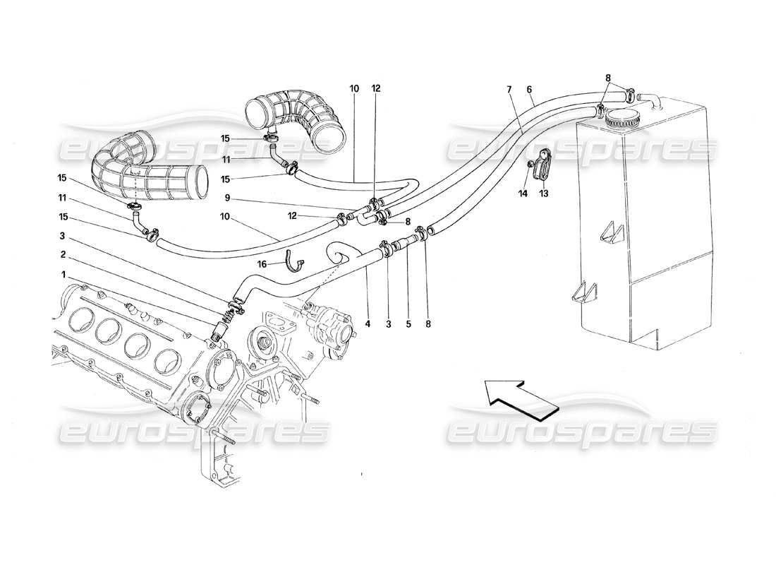 a part diagram from the ferrari 348 (1993) tb / ts parts catalogue