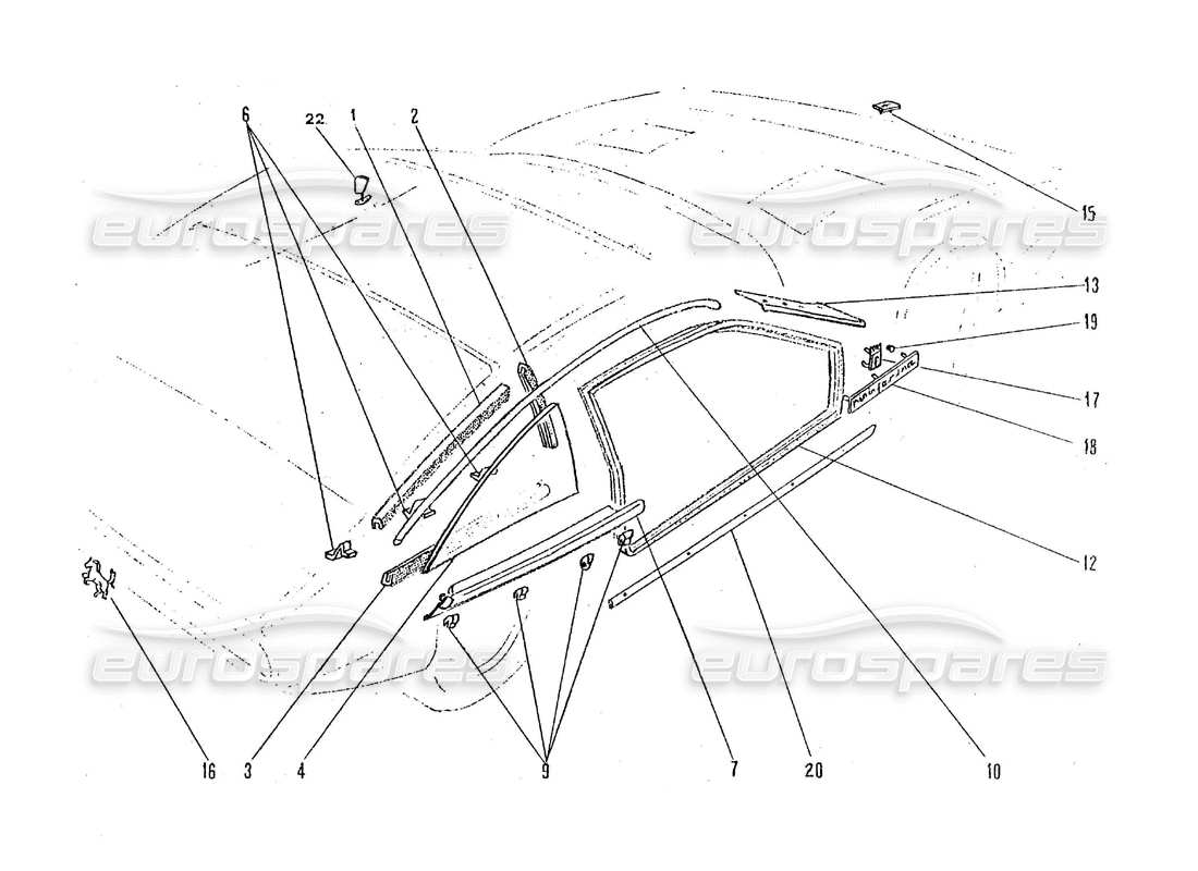 a part diagram from the ferrari 365 gtc4 (coachwork) parts catalogue