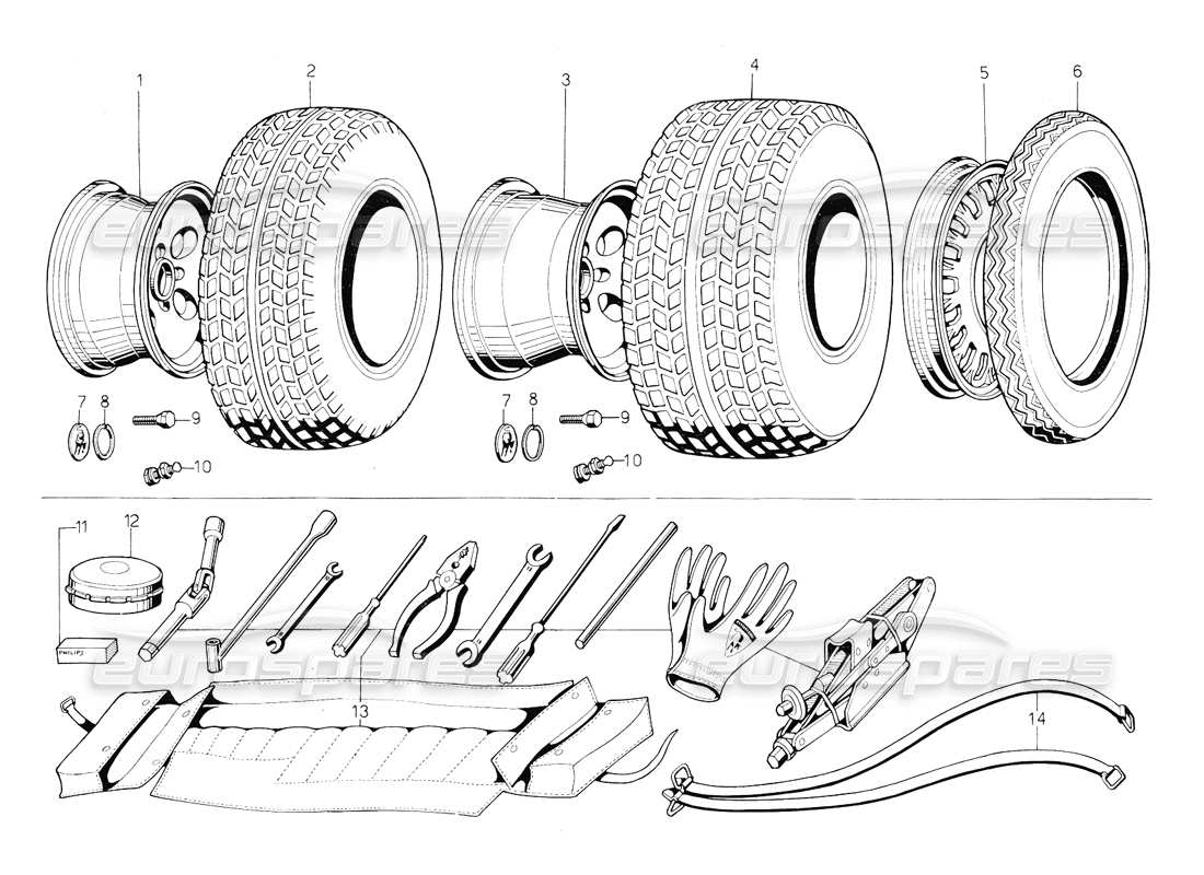 a part diagram from the lamborghini countach parts catalogue