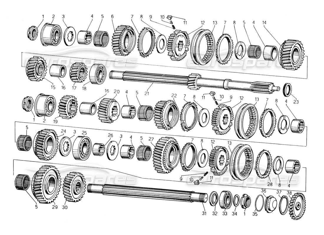 a part diagram from the lamborghini countach 5000 qvi (1989) parts catalogue