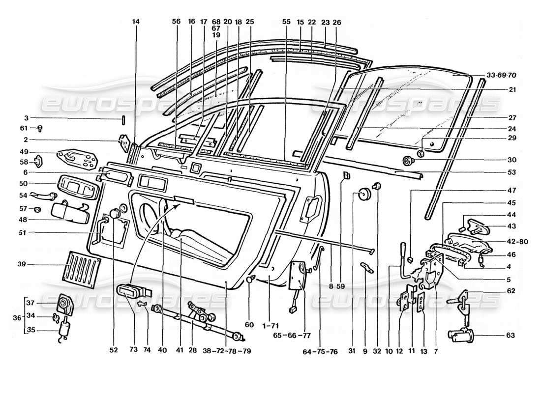 a part diagram from the ferrari 400 gt / 400i (coachwork) parts catalogue