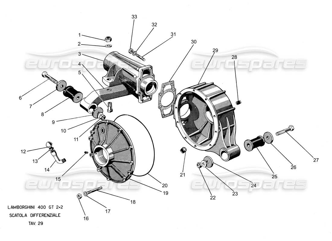 a part diagram from the lamborghini 400 gt parts catalogue