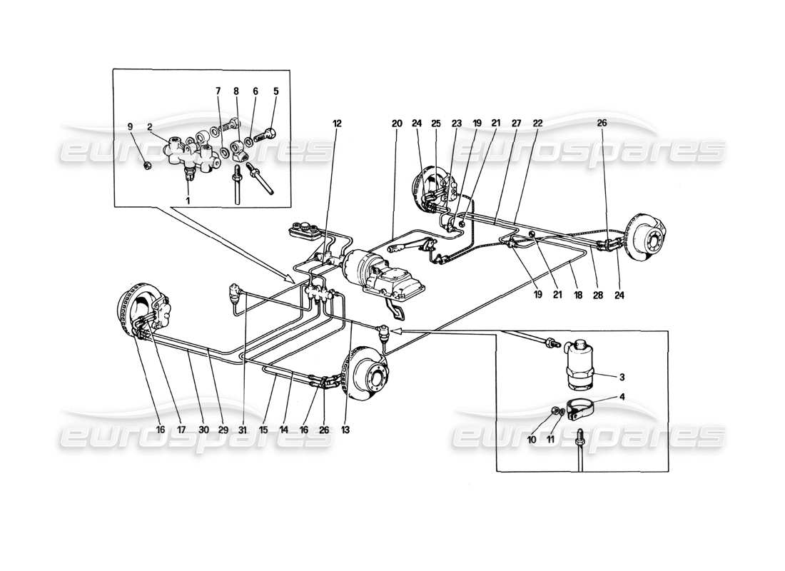 a part diagram from the ferrari 512 bbi parts catalogue