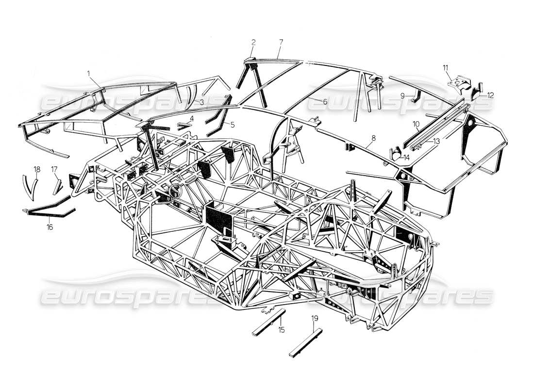 a part diagram from the lamborghini countach 5000 s (1984) parts catalogue