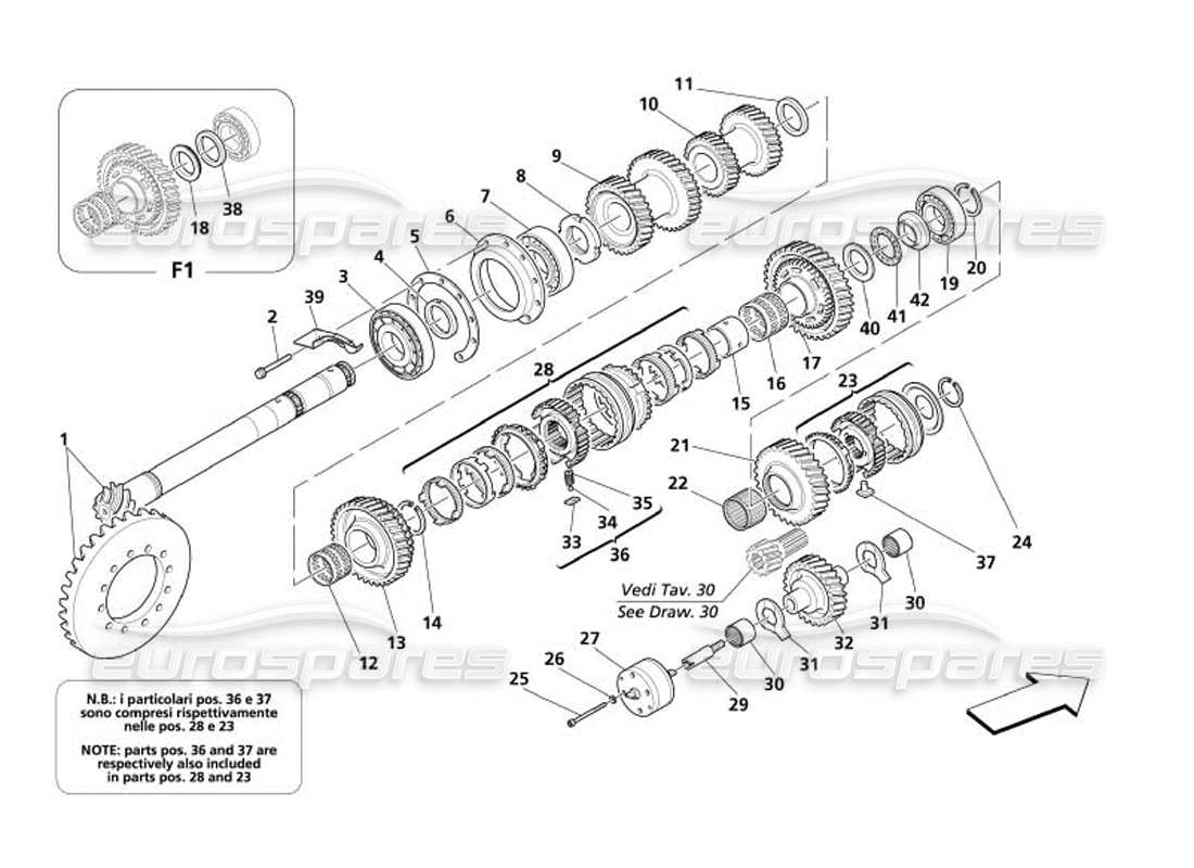 a part diagram from the maserati 4200 coupe (2005) parts catalogue