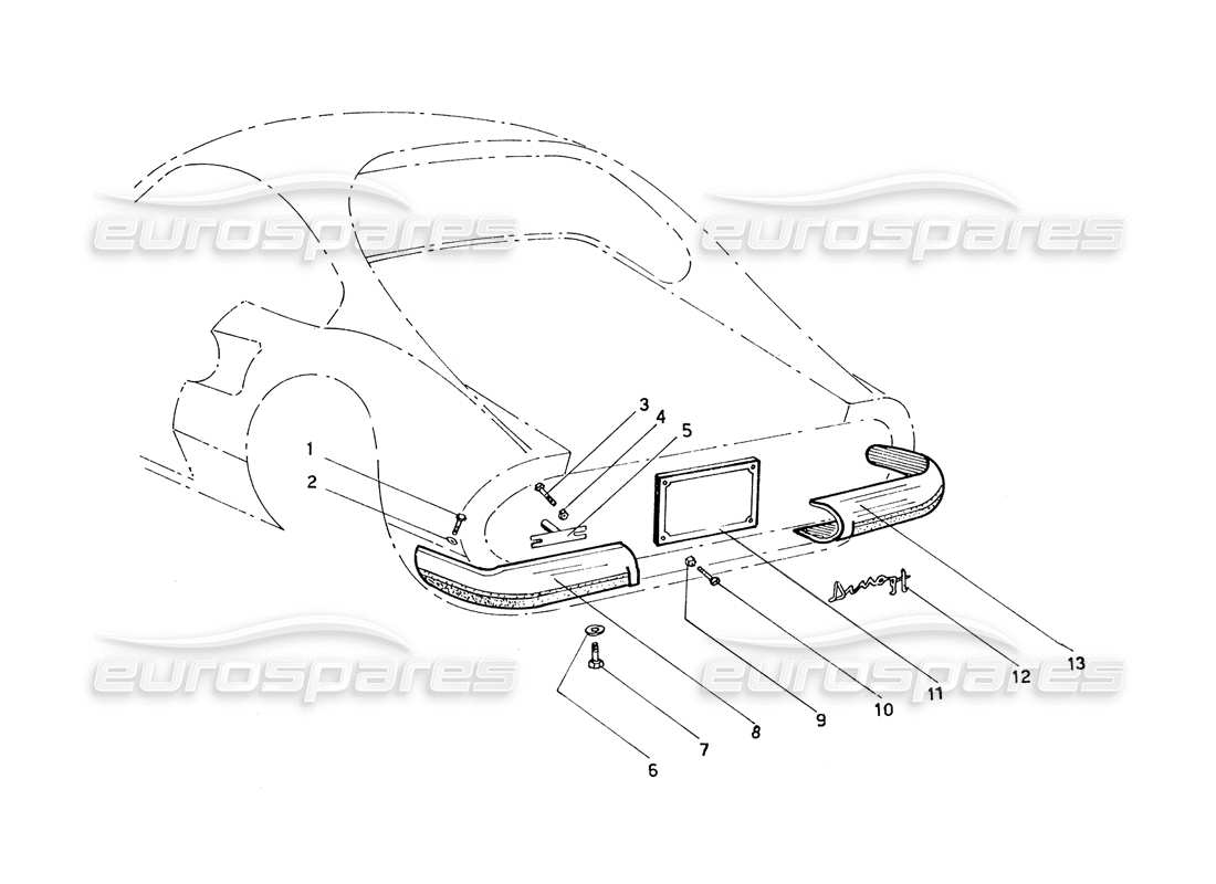 a part diagram from the ferrari 206 gt dino (coachwork) parts catalogue