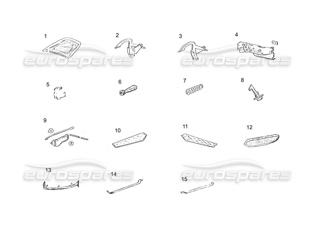 a part diagram from the ferrari 250 gt (coachwork) parts catalogue