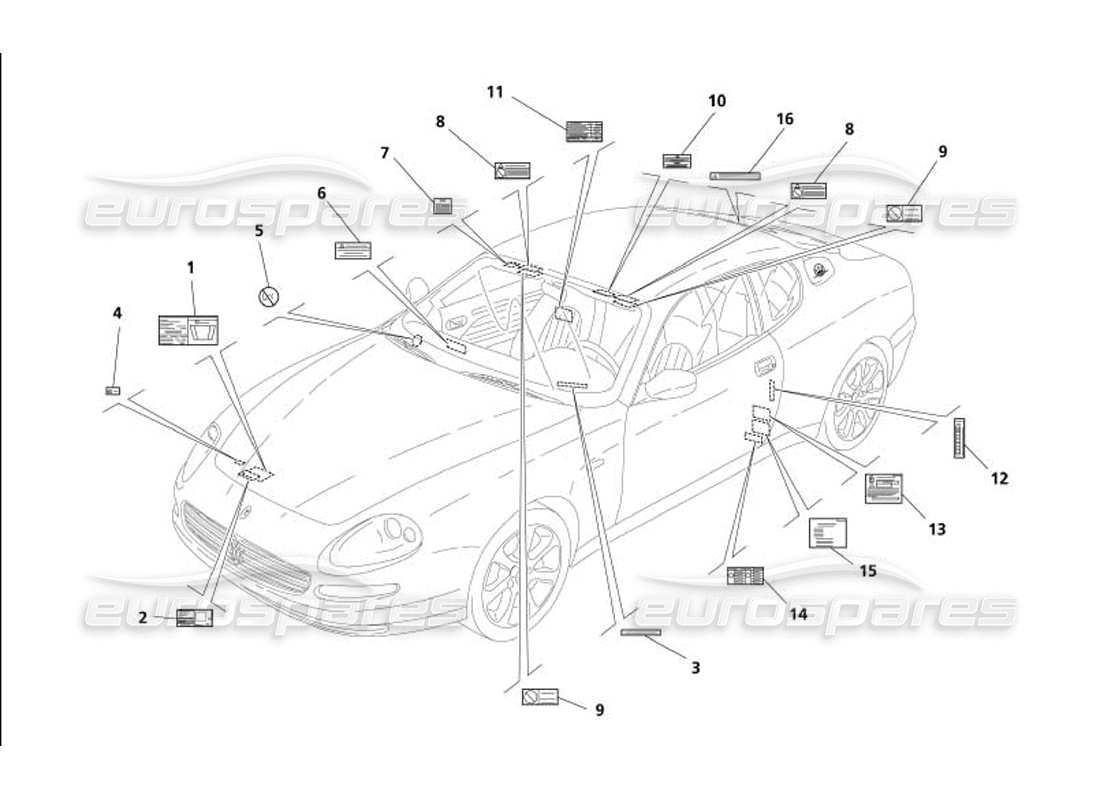 maserati 4200 coupe (2005) plates part diagram