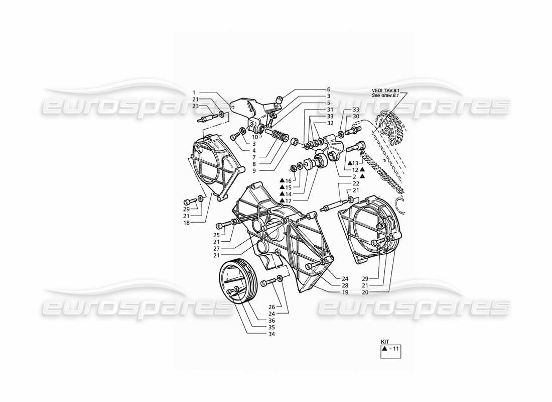 maserati qtp. 3.2 v8 (1999) timing control part diagram