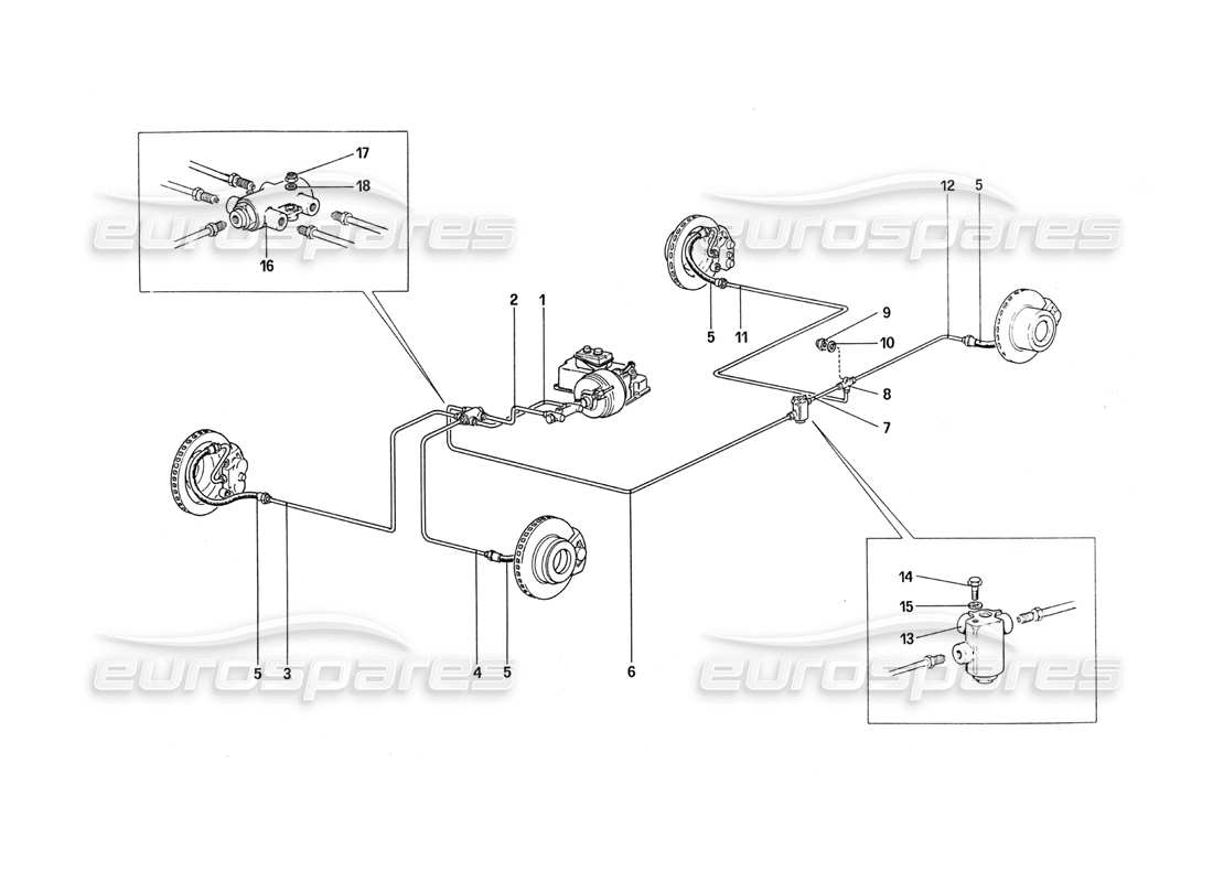 ferrari 288 gto brake system part diagram