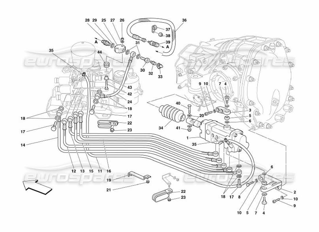 ferrari 575 superamerica f1 clutch hydraulic control -valid for f1- part diagram