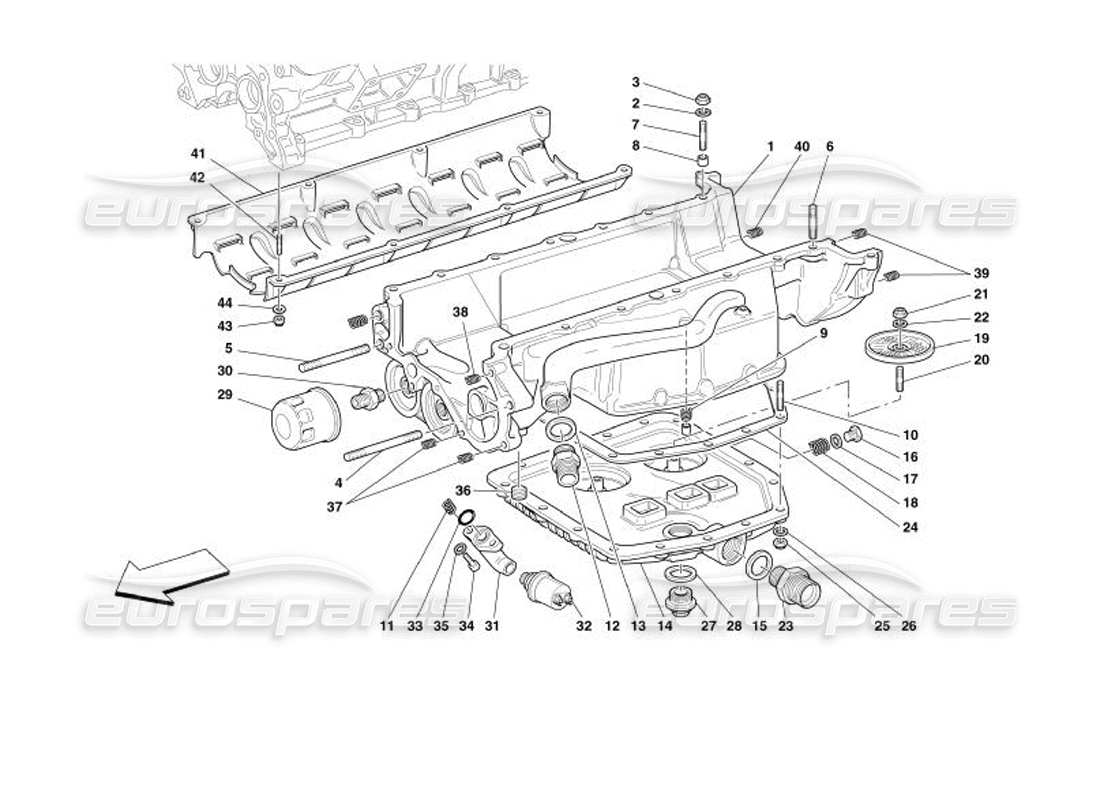 ferrari 575 superamerica lubrication - oil sumps and filters part diagram