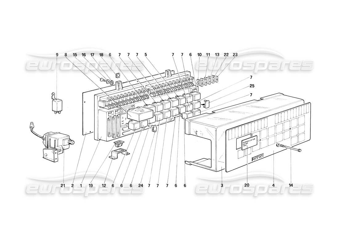 ferrari mondial 3.2 qv (1987) electrical boards part diagram