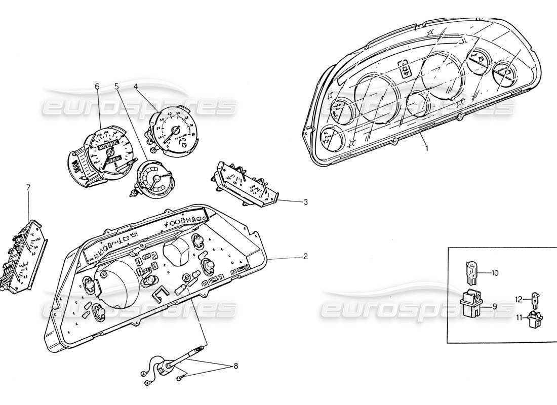 maserati 222 / 222e biturbo instrumentation part diagram