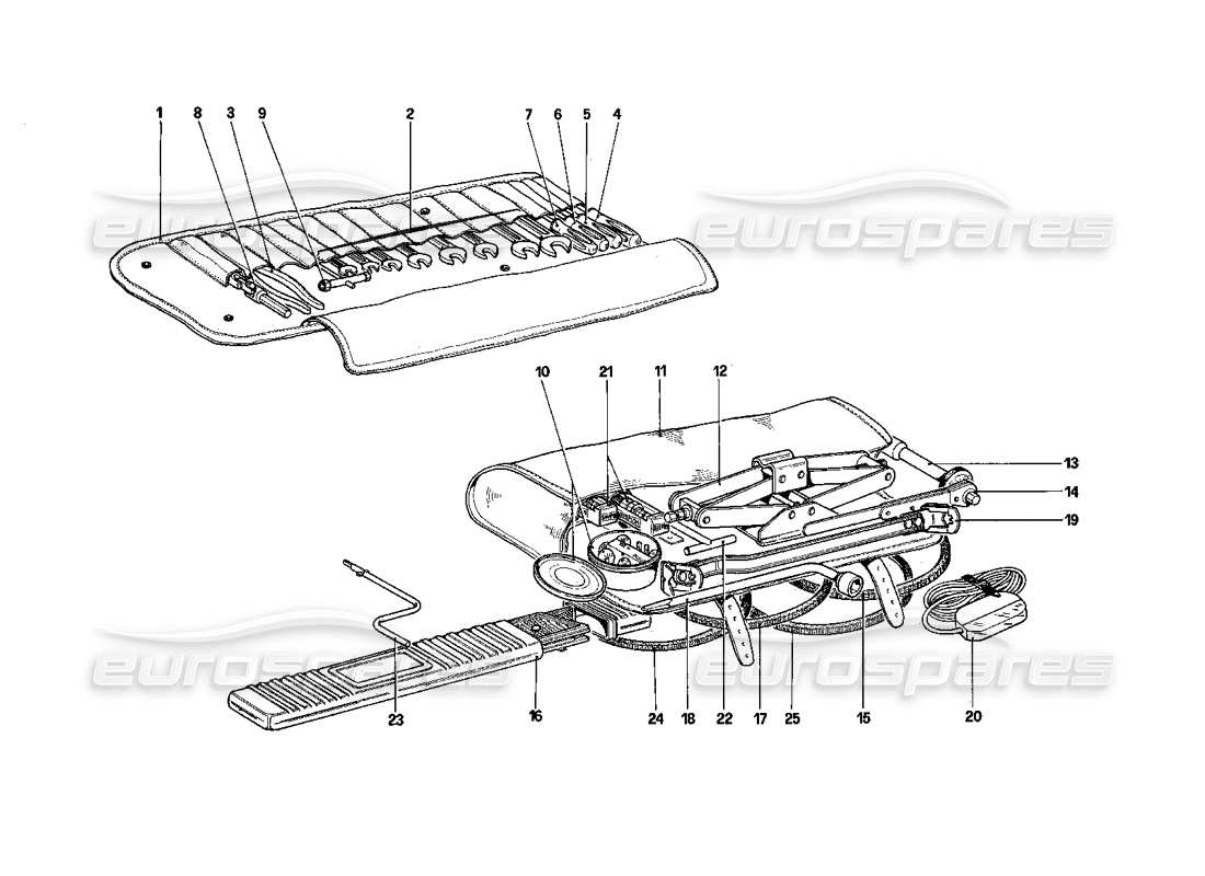 ferrari mondial 3.0 qv (1984) tool kit part diagram