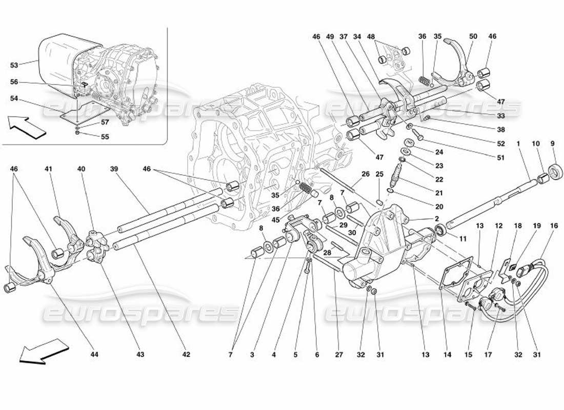 ferrari 575 superamerica inside gearbox controls -valid for f1- part diagram