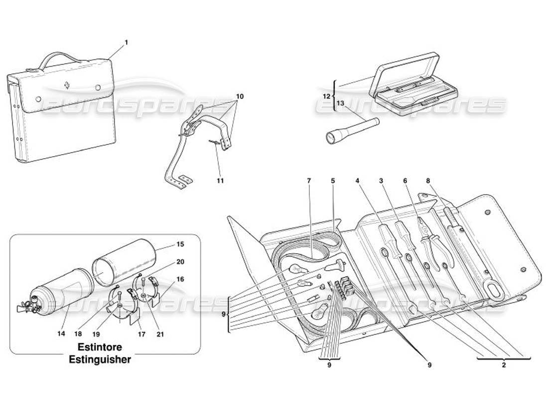 ferrari 575 superamerica tools equipment and fixings part diagram