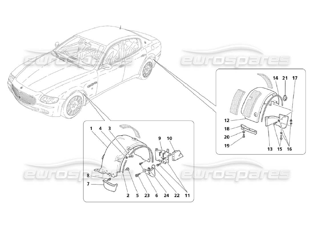 maserati qtp. (2006) 4.2 wheelhouse and doors part diagram