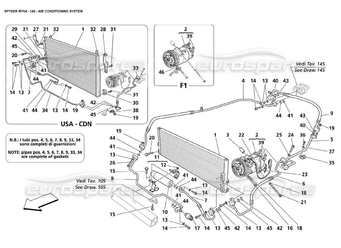 maserati 4200 spyder (2004) air conditioning system part diagram