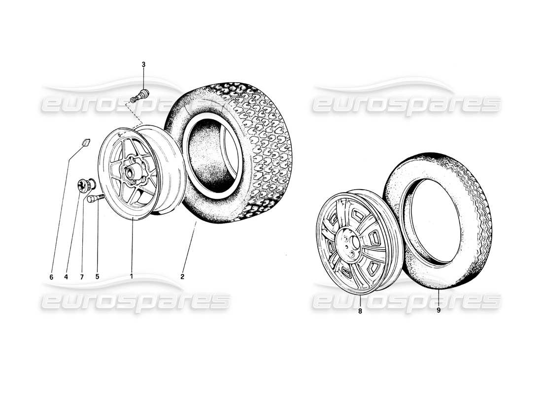 ferrari 308 quattrovalvole (1985) wheels part diagram