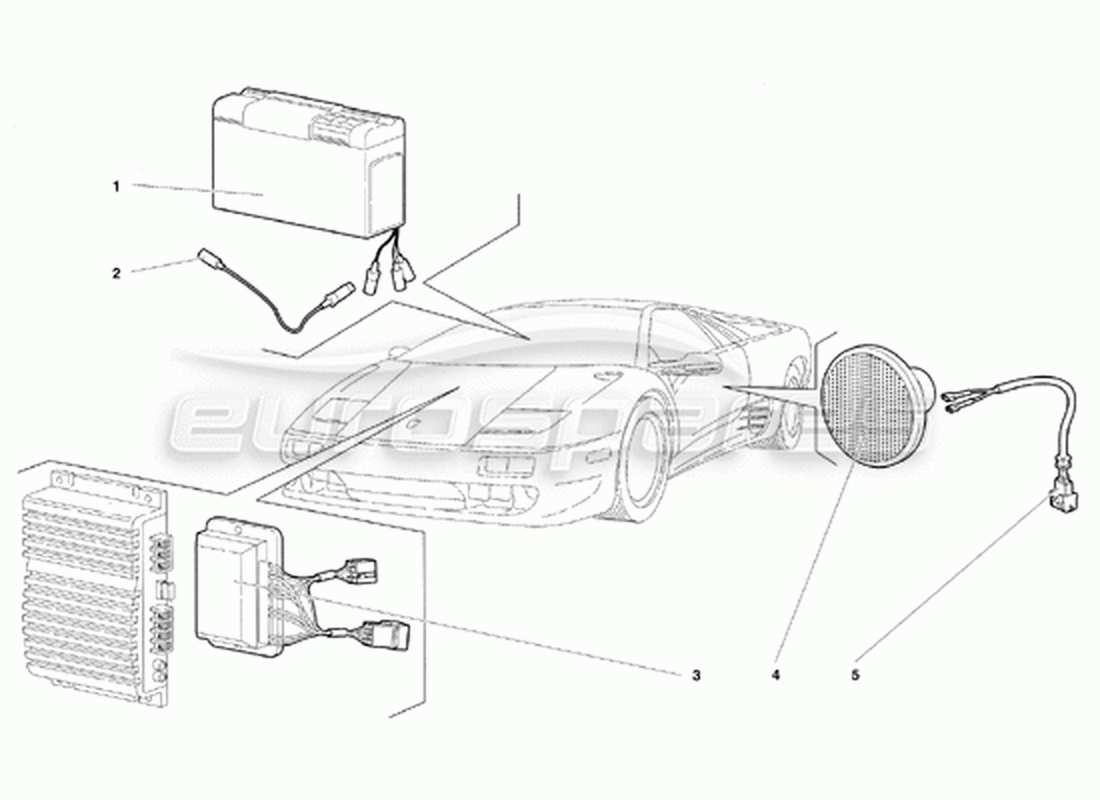 lamborghini diablo vt (1994) radio set (valid for canada version - april 1994) part diagram