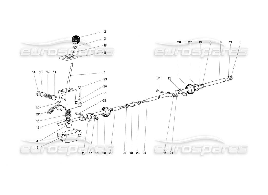 ferrari mondial 3.0 qv (1984) outside gearbox controls part diagram