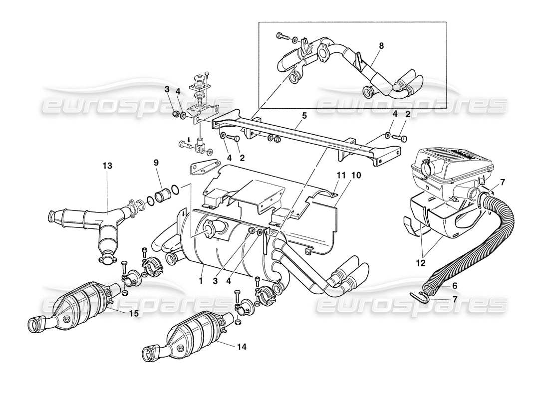 ferrari 355 challenge (1999) exhaust system - air intake part diagram