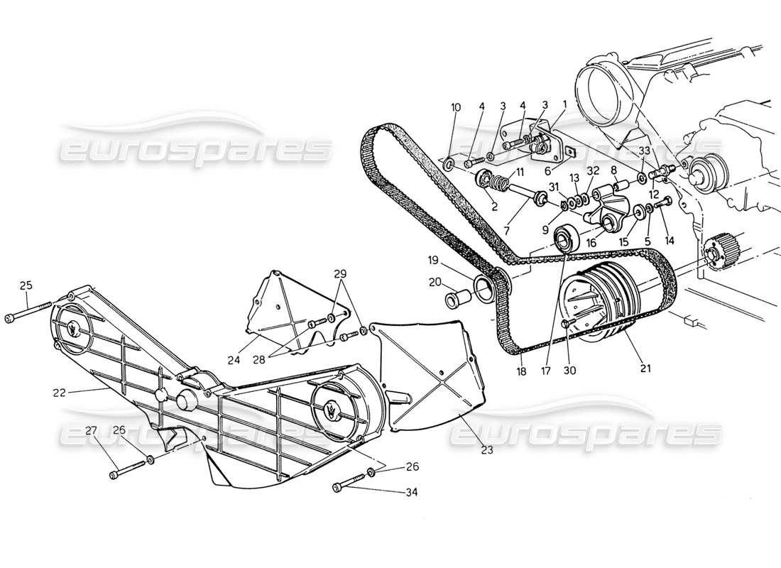 maserati 222 / 222e biturbo timing control part diagram