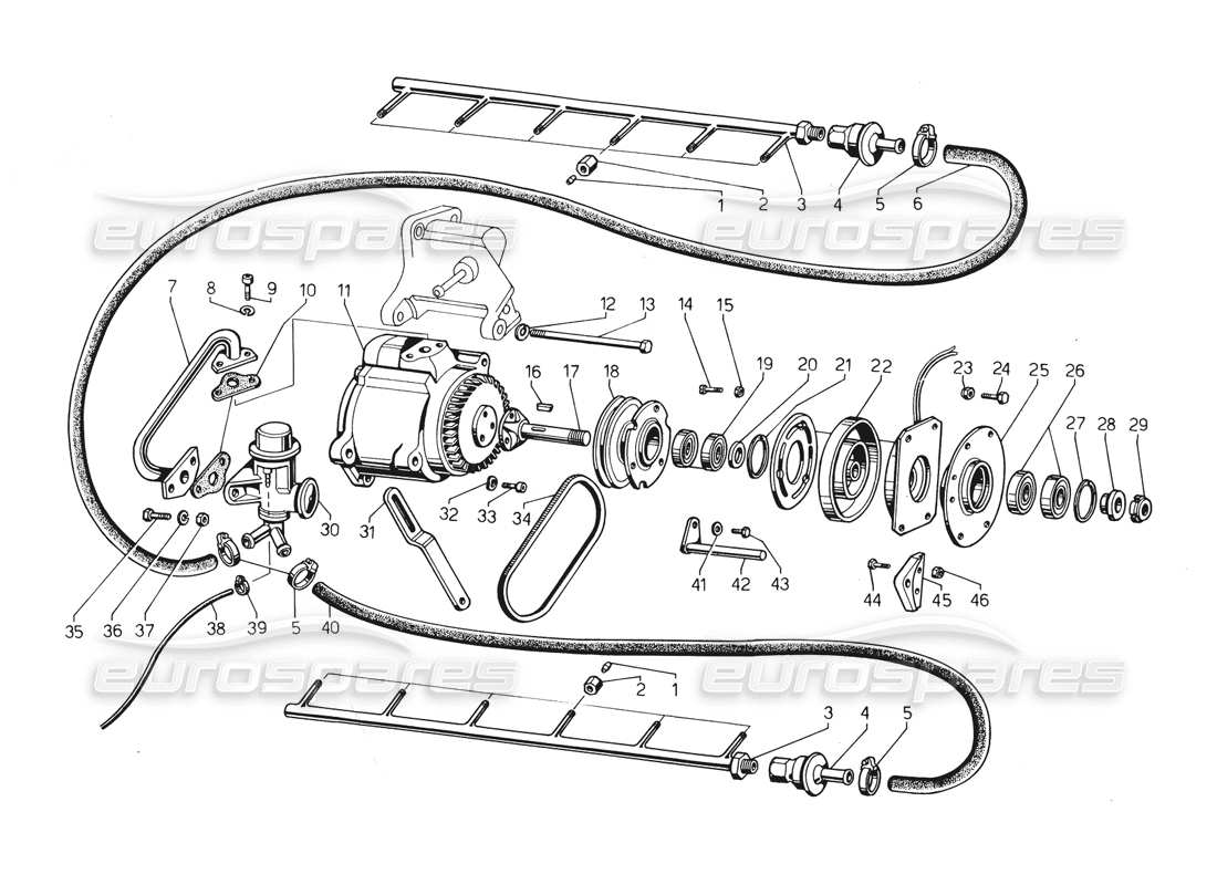 lamborghini countach 5000 qv (1985) air polution system part diagram