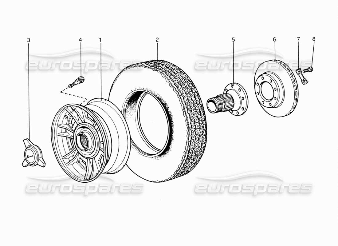 ferrari 206 gt dino (1969) wheels - brake disc and rear hub part diagram