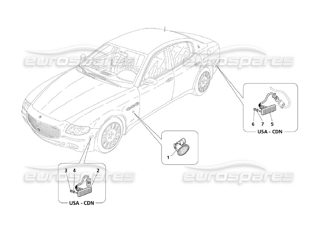 maserati qtp. (2006) 4.2 side lights part diagram